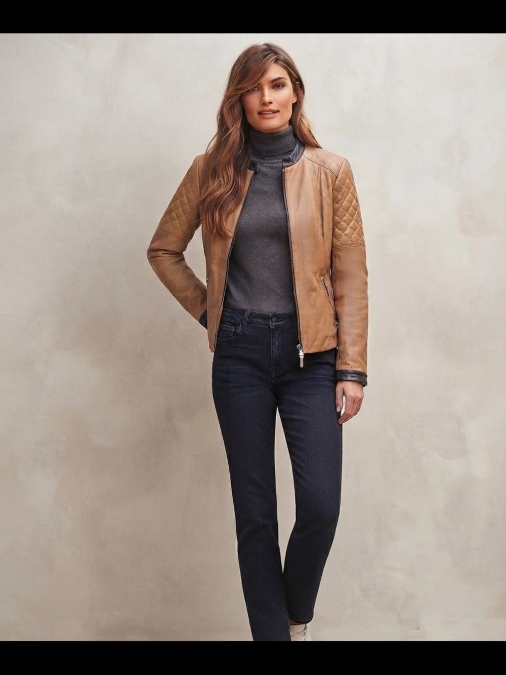 Blink By Danier Women's Quilted Shoulder Leather Jacket - Brown